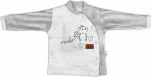 Baby Nellys Bavlněná košilka Monkey zapínání bokem - sv. šedý melírek, vel. 62