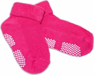 Kojenecké ponožky Risocks protiskluzové - tm. růžové, 12-24 m