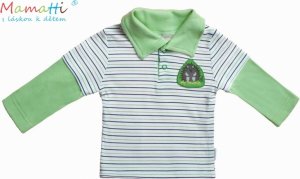 Mamatti Polo tričko dl.rukáv Ježek - zelený proužek