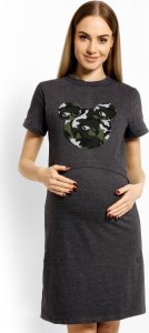Be MaaMaa Těhotenská, kojící noční košile Minnie, XXL - grafit