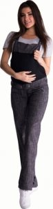 Be MaaMaa Těhotenské kalhoty s láclem - černý melírek, vel. XL