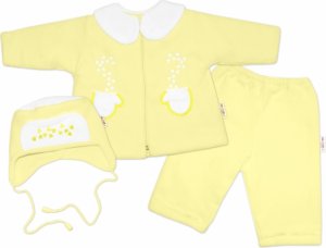Kabátek, čepička a kalhoty Baby Nellys  - krémově žlutá, vel. 68