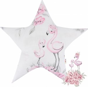 Baby Nellys Bavlněný dětský dekorační polštář, Hvězdička - Plameňák růžový