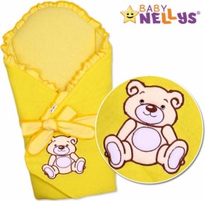 Baby Nellys Zavinovačka s výztuží Teddy Bear - jersey - krémově/žlutá