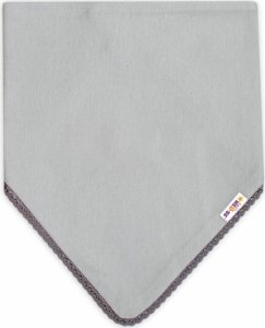 Dětský bavlněný šátek na krk s mini bambulkami Baby Nellys - šedý/šedý lem