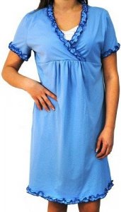 Be MaaMaa Těhotenská, kojící noční košile s volánkem - modrá