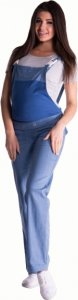 Be MaaMaa Těhotenské kalhoty s láclem - světlý jeans
