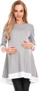 Be MaaMaa Těhotenské asymetrické mini šaty/tunika - šedé, vel. L/XL