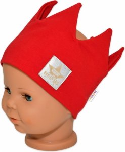 Baby Nellys Hand Made Bavlněná čelenka - dvouvrstvá, Korunka - červená, 104/116