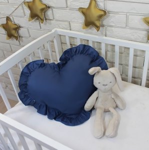 Baby Nellys Dekorační oboustranný polštářek - Srdce, 45 x 40 cm - tmavě modré