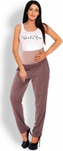 Be MaaMaa Těhotenské kalhoty/tepláky s vysokým pásem - cappuccino
