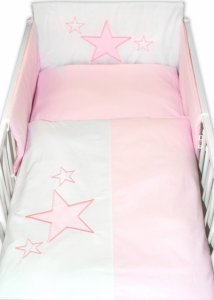 Baby Nellys Mantinel s povlečením Baby Stars - růžový, vel. 135x100cm
