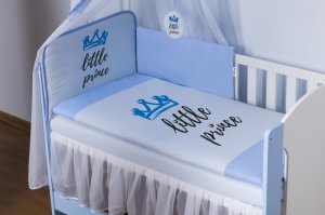 Baby Nellys 4-dílná sada mantinel s povlečením Little Prince + nebesa, modrá, 135x100