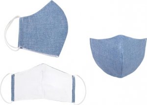 Ústní rouška bavlněná na gumičku s vnitřní kapsou - délka oblouku 16cm - uni modrá
