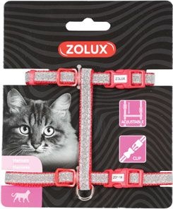 Postroj kočka SHINY nylon červený Zolux