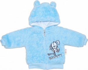 Zimní kabátek chlupáčková bundička s kapucí Cute Bunny Baby Nellys - modrá, vel. 80