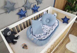 Baby Nellys Sada komplet oboustranné hnízdečko Vafel, 60 x 90 cm - Vesmír, modrá
