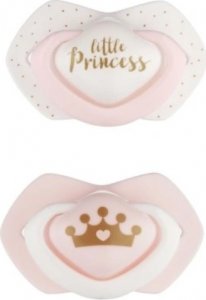 Canpol Babies 2 ks symetrických silikonových dudlíků, 6-18m+, Little princess, růžový