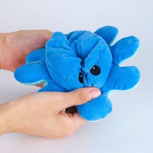 Oboustranný plyšák - chobotnice modrá/tyrkysová