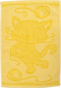 Dětský ručník Cat yellow 30x50 cm - bavlna