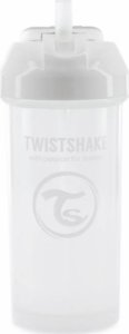 Láhev s brčkem Twistshake - 6m+, 360 ml, bílá