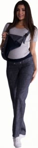 Be MaaMaa Těhotenské kalhoty s láclem - granátový melírek, vel. XL