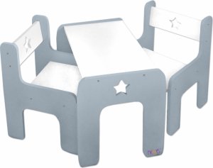 NELLYS Sada nábytku Star - Stůl + 2 x židle - šedá s bílou