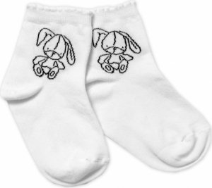Baby Nellys Bavlněné ponožky Cutte Bunny - bílé, vel. 104/116