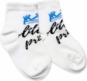 Baby Nellys Bavlněné ponožky Little prince - bílé, vel. 104/116