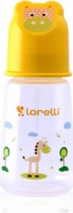Kojenecká lahvička Lorelli 125 ML s víkem ve tvaru zvířete YELLOW