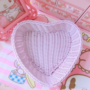 Úložný košík - fialové srdce