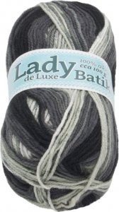 Příze LADY de Luxe BATIK - 100g / 238 m - bílá, šedá
