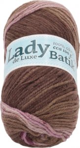 Příze LADY de Luxe BATIK - 100g / 238 m - růžová, hnědá