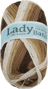 Příze LADY de Luxe BATIK - 100g / 238 m - bílá, béžová, hnědá