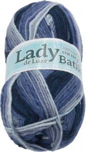 Příze LADY de Luxe BATIK - 100g / 238 m - bílá, modrá