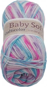 Příze BABY SOFT multicolor - 100g / 360 m - bílá, růžová, sv.modrá