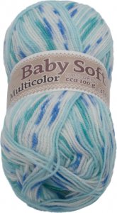Příze BABY SOFT multicolor - 100g / 360 m - bílá, modrá, tyrkysová