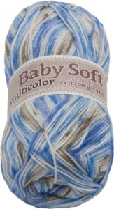 Příze BABY SOFT multicolor - 100g / 360 m - bílá, modrá, hnědá