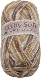 Příze BABY SOFT multicolor - 100g / 360 m - bílá, béžová, hnědá