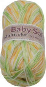 Příze BABY SOFT multicolor - 100g / 360 m - bílá, žlutá, oranžová, zelená