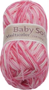 Příze BABY SOFT multicolor - 100g / 360 m - bílá, růžová