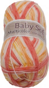 Příze BABY SOFT multicolor - 100g / 360 m - bílá, žlutá, oranžová, růžová