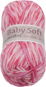 Příze BABY SOFT multicolor - 100g / 360 m - bílá, růžová, fialová
