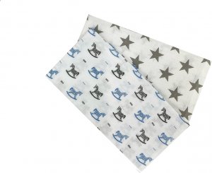 Dárkové balení pleny modrá - Koník/hvězdička 70x70 cm (bal 2 ks) - bavlna