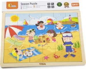 Dřevěné puzzle 24 dílků - léto