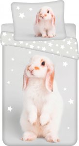 Povlečení fototisk Bunny "Grey" 140x200, 70x90 cm - bavlna