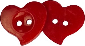 Knoflík - 22 mm - srdce červené