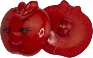Knoflík - prům. 15 mm - červené jablíčko