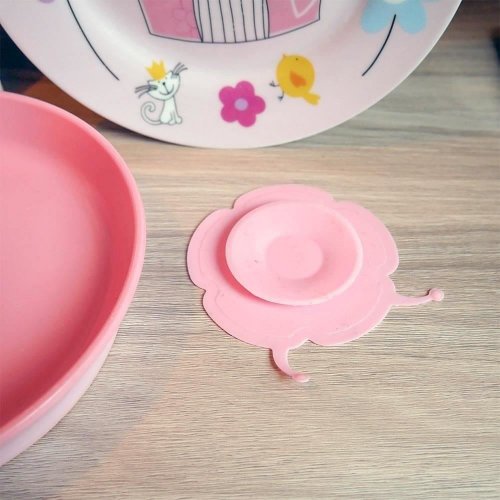 Protiskluzová přísavka na dětské nádobí - růžová