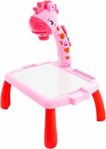 Tulimi Dětský stůl Žirafa s projektorem a fixy, růžový
